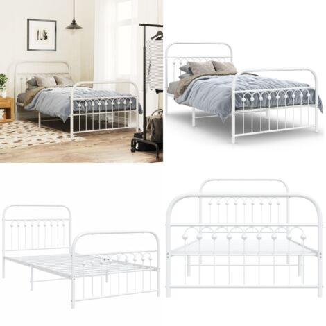 Estructura cama sin colchón con estribo metal blanco 100x190 cm - Estructura de cama - Cama con estribo