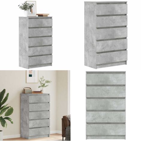 Cajonera de madera contrachapada gris hormigón 60x36x103 cm - Cajonera gris hormigón - Almacenamiento organizado