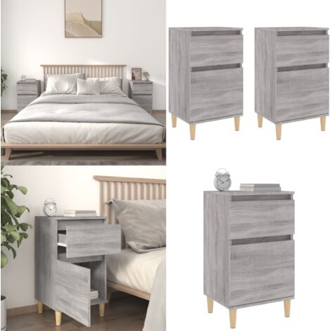 Mesitas de noche 2 uds color gris Sonoma 40x35x70 cm - Mesitas de noche - Mesita de noche gris