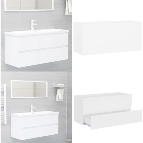 Armario para lavabo madera contrachapada blanco 100x38,5x45 cm - Armario de baño - Almacenamiento de baño