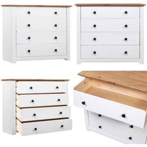 Armario auxiliar estilo Panamá madera pino blanco 80x40x73 cm - Mueble para el teléfono - Armario estilo Panamá