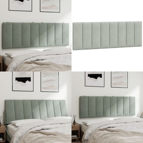 Cabecero de cama acolchado Hanko terciopelo gris claro 140 cm - Cabecero acolchado - Terciopelo
