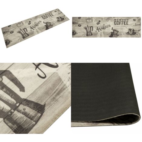Alfombra de cocina lavable terciopelo gris café 45x150 cm - Alfombra lavable - Terciopelo gris café