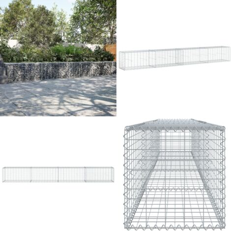Cesta de gaviones con cubierta hierro galvanizado 400x50x50 cm - Gaviones para jardín - Muros de contención