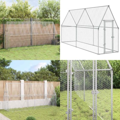 Jaula para gallinas acero galvanizado plateado 100x100x190 cm - Gallinero acero galvanizado - Gallinero exterior