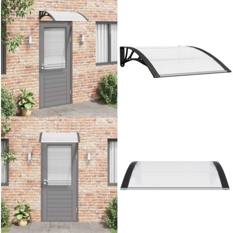 Marquesina puerta policarbonato negro y transparente 100x75 cm - Protección de puerta - Toldo de entrada