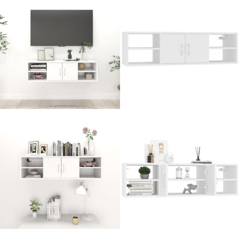 Estantería de pared madera contrachapada blanco 102x30x29 cm - Estantería de madera - Estantería contrachapada