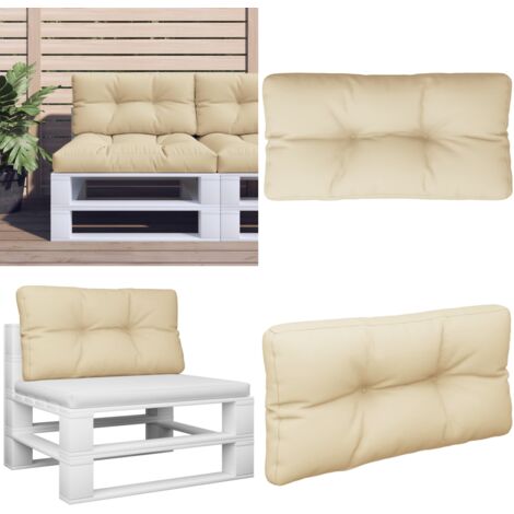 Cojín para sofá de palets de tela beige 80x40x12 cm - Cojín exterior - Cojín de tela