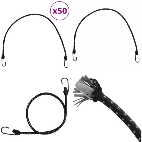 Cuerdas elásticas con tiras reflectantes y ganchos 50 uds 88 cm - Cuerdas reflectantes - Cuerdas para fijar