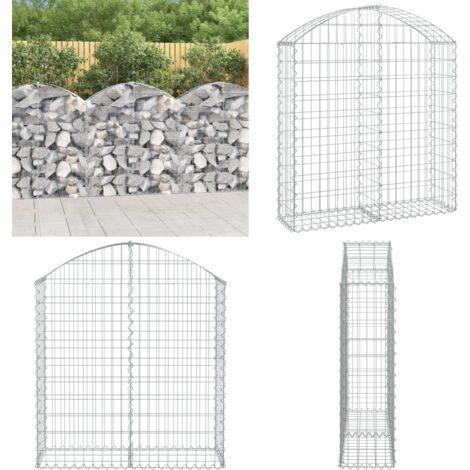 Cesta gaviones forma arco hierro galvanizado 100x30x100/120 cm - Muro de contención - Jardín decorativo