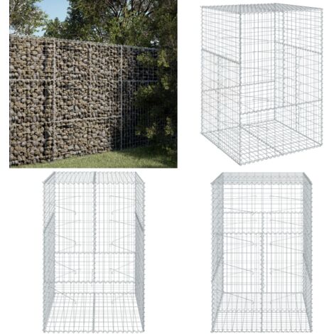Cesta gaviones con cubierta hierro galvanizado 100x100x150 cm - Gaviones para jardín - Gaviones para paisajismo