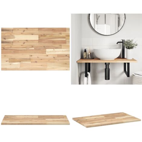 Encimera tocador de baño madera acacia sin tratar 100x50x2 cm - Madera de acacia - Encimera de tocador