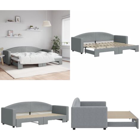 Sofá cama nido tela gris claro 80x200 cm - Sofá cama nido - Sofá cama 2 en 1