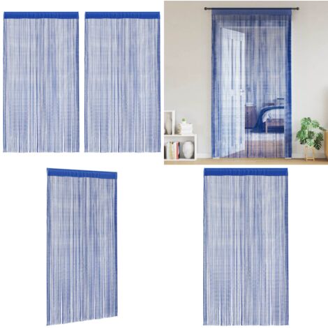Cortinas de flecos 2 piezas 140x250 cm azul - Cortinas azules - Cortinas para puerta