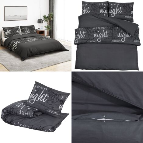 Juego de funda nórdica algodón negro 220x240 cm - Funda nórdica algodón - Funda de almohada