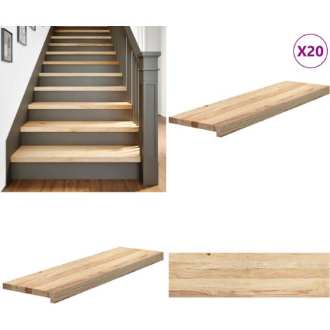 Peldaños escalera 20 uds sin tratar 90x25x2 cm - Peldaños de madera - Alféizares de madera