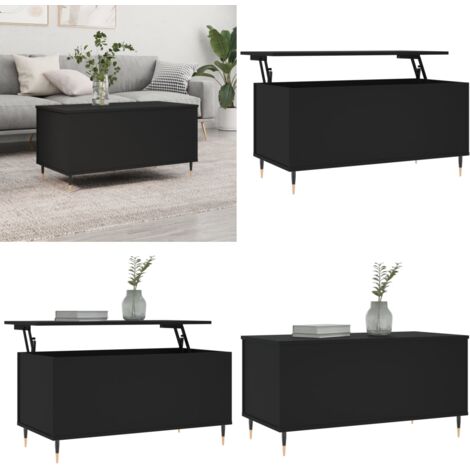 Mesa de centro madera contrachapada negro 90x44,5x45 cm - Mesa de salón - Mesa de comedor