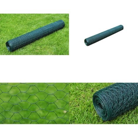 Alambrada de gallinero con revestimiento PVC verde 25x1 m - Cercado de gallinero - Red para aves