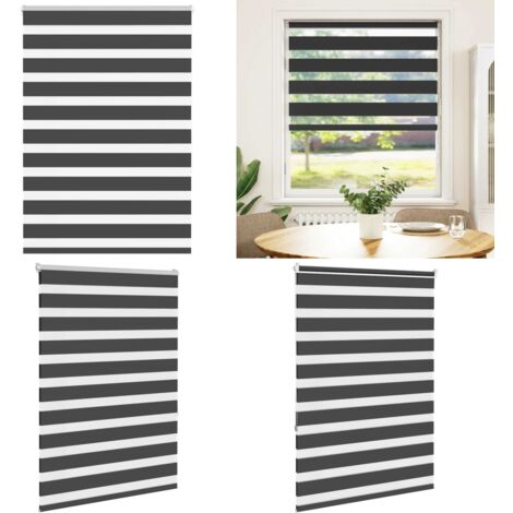 Estor cebra negro 105x150 cm tejido ancho 100,9 cm poliéster - Estor negro - Persiana de tela