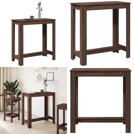 Mesa alta de bar madera ingeniería marrón roble 102x50x103,5 cm - Madera de ingeniería - Mesa alta