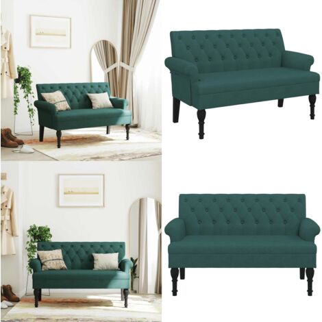 Banco con respaldo tela verde oscuro 120x62x75,5 cm - Banco con respaldo - Banco verde oscuro