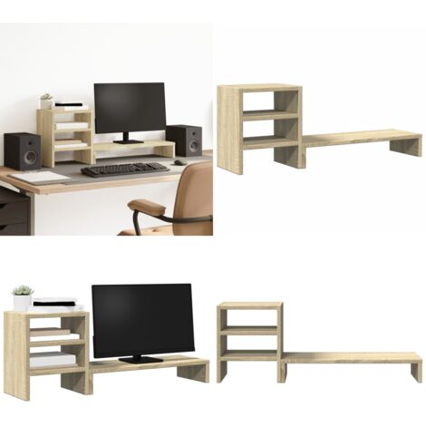 Soporte monitor con organizador escritorio madera roble Sonoma - Soporte de escritorio - Madera de ingeniería