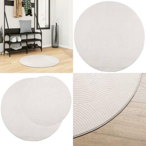 Alfombra de pelo corto look escandinavo IZA crema Ø 80 cm - Diseño escandinavo - Alfombra crema