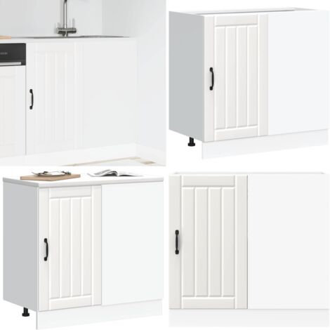 Mueble bajo de cocina Lucca madera contrachapada blanca - Almacenamiento bajo fregadero - Madera contrachapada