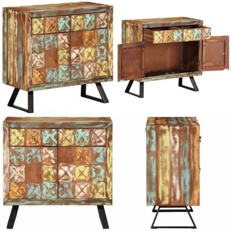 Cómoda de madera maciza reciclada multicolor 70x35x70 cm - Cómoda - Madera reciclada