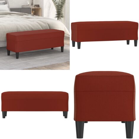 Banco de cuero sintético rojo vino tinto 100x35x41 cm - Banco de pie - Banco de recibidor
