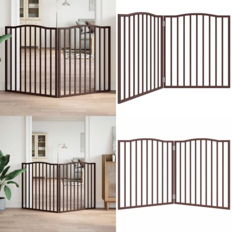 Puerta para perros plegable 2 paneles álamo marrón roble 160 cm - Puerta para perros plegable - Puerta para perros de madera