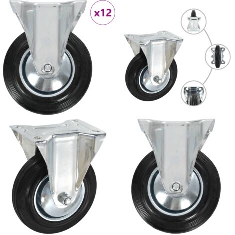 Ruedas fijas 12 unidades 160 mm - Ruedas de goma - Ruedas para muebles (1/5)
