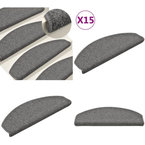 Felpudos para escaleras 15 unidades 65x24x4 cm Gris oscuro Semicircular Grande - Alfombras para peldaños - Alfombras antideslizantes
