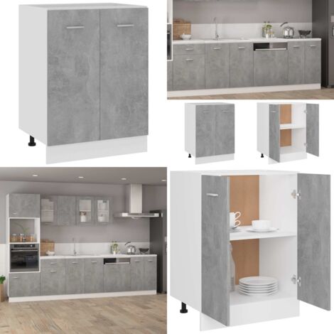 Armario bajo "Lyon" Gris Hormigón 60x46x81,5 cm Madera de ingeniería - Armario cocina - Almacenamiento cocina