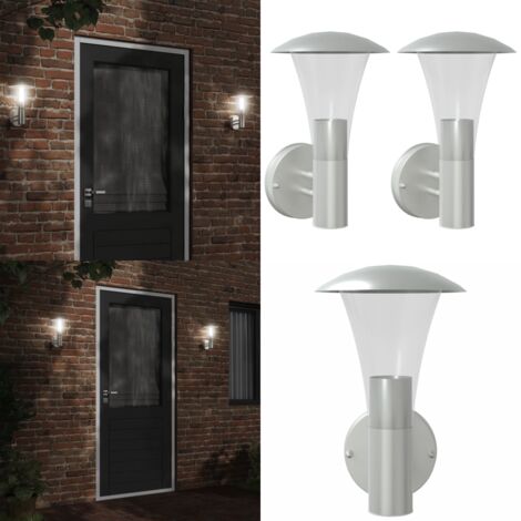 Apliques de exterior 2 unidades acero inoxidable plateado - Iluminación exterior - Apliques de jardín