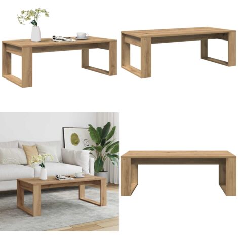 Mesa de centro madera de ingeniería roble artisan 102x50x35 cm - Madera de ingeniería - Mesa de centro roble