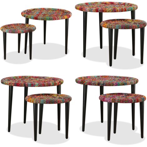 Juego de mesas de centro con detalles chindi 2 uds multicolor - Mesas decorativas - Mesas chindi