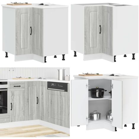 Mueble de cocina esquina Kalmar gris sonoma madera ingeniería - Almacenamiento cocina - Gabinete cocina