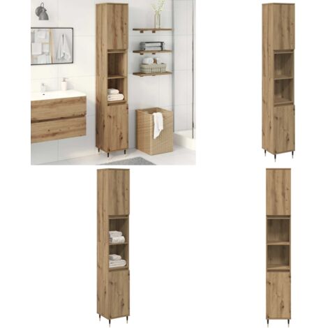 Armario de baño madera contrachapada roble artisan 30x30x190 cm - Armario de baño madera contrachapada - Armario de baño roble artesanal