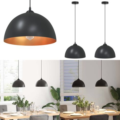 Lámparas colgantes 2 uds regulable en altura E27 negro Ø 30 cm - Iluminación interior - Lámparas de cocina