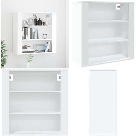 Armario de pared madera contrachapada blanco 80x33x80 cm - Armario blanco - Armario de madera contrachapada