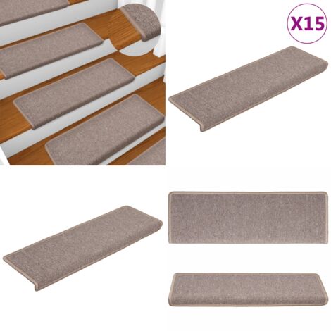 Alfombrillas para escaleras 15 unidades 65x21x4 cm Marrón claro Borde rectangular - Alfombras anti resbalón - Alfombras para escaleras 15 unidades