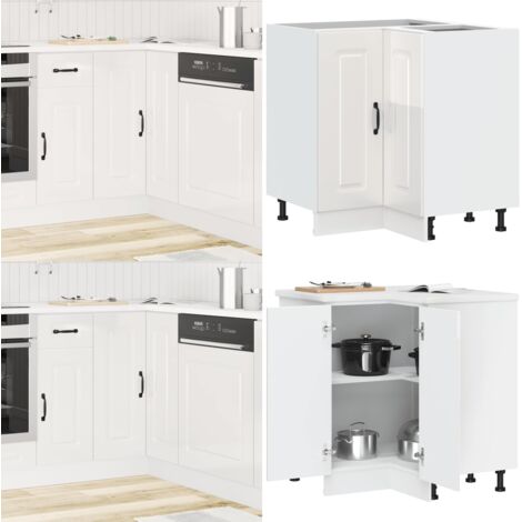 Mueble cocina esquina Kalmar madera ingeniería blanco brillante - Almacenamiento cocina - Muebles de cocina