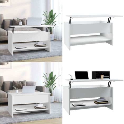 Mesa de centro madera contrachapada blanca 80x50x40 cm - Madera contrachapada - Mesa de centro blanca