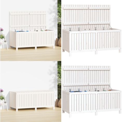Caja de almacenaje jardín madera de pino blanco 147x68x64 cm - Caja de madera - Caja de jardín