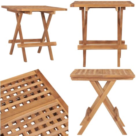 Mesa plegable de jardín madera maciza de teca 50x50x50 cm - Mesa plegable - Madera de teca