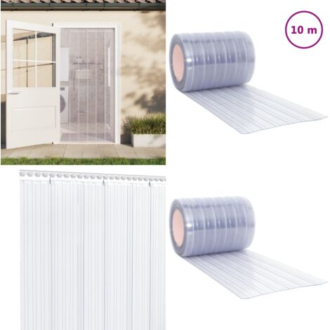 Tira de cortina para puertas PVC transparente 300x2,6 mm 10 m - Burlete de puerta - Aislamiento térmico