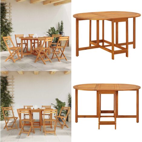 Mesa de jardín madera maciza de acacia 130x90x72 cm - Mesa de comedor ...