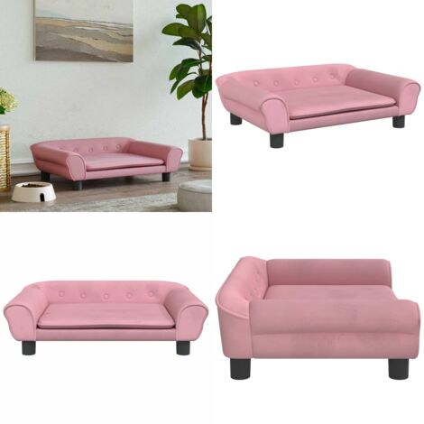 Cama para perros de terciopelo rosa 70x48x22 cm - Sofá para mascotas - Cama para perros de terciopelo