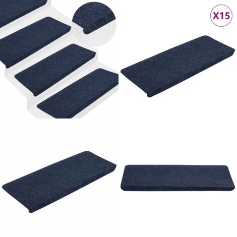 Alfombrilla autoadhesiva de escalera 15 uds azul 65x24,5x3,5 cm - Alfombra autoadhesiva - Protección de escaleras